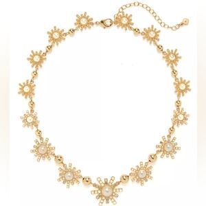 NEW Crown & Ivy Sunburst Pearl & Crystal Necklace